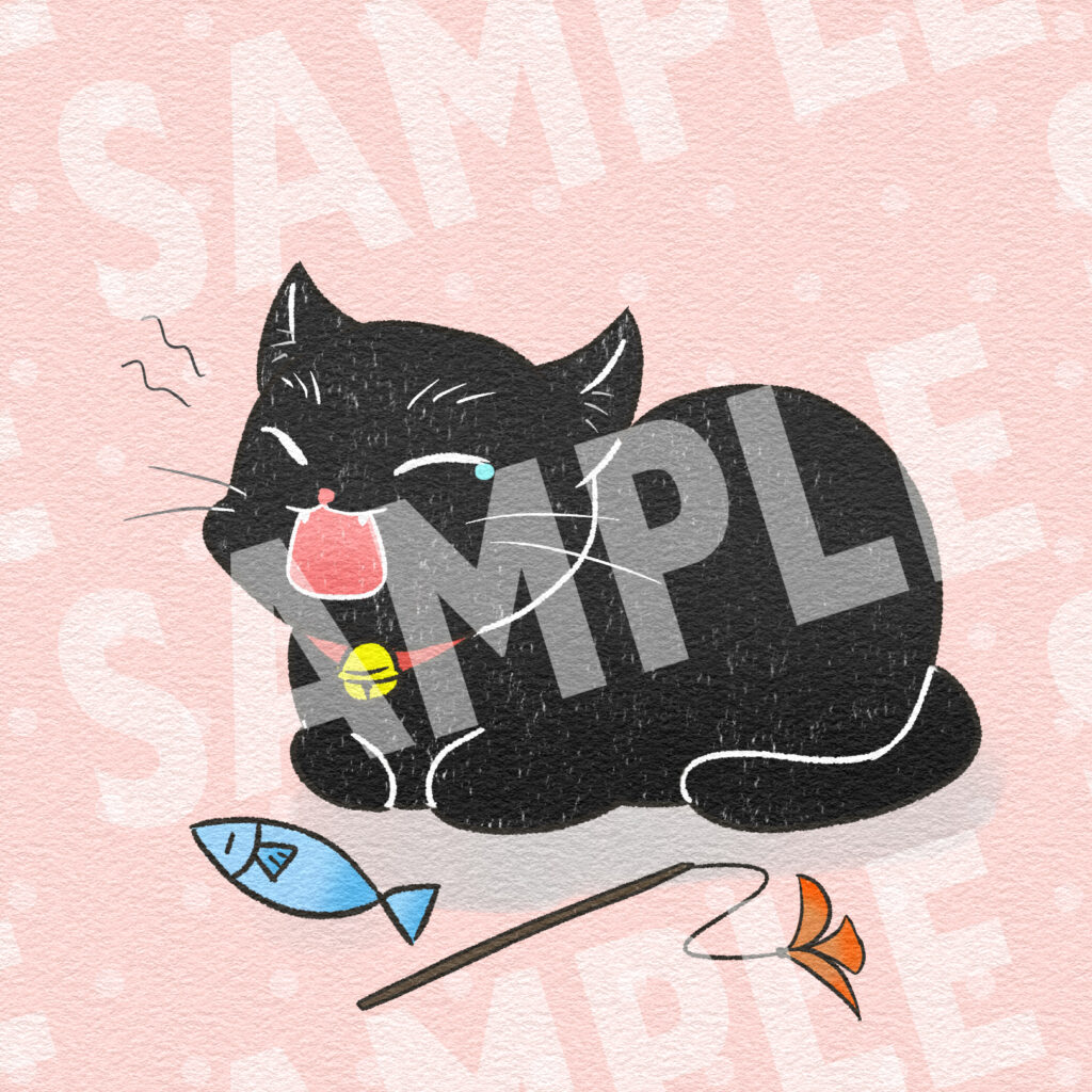 猫のアイコン　SNS　ネコ　あくび　イラスト　制作　黒猫