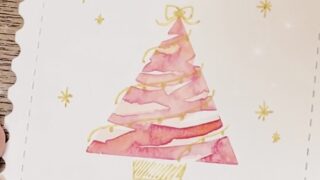 クリスマスツリー　透明水彩メイキング　クリスマスカード　描き方