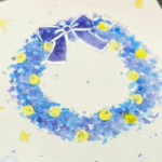 透明水彩　クリスマスリース　描き方