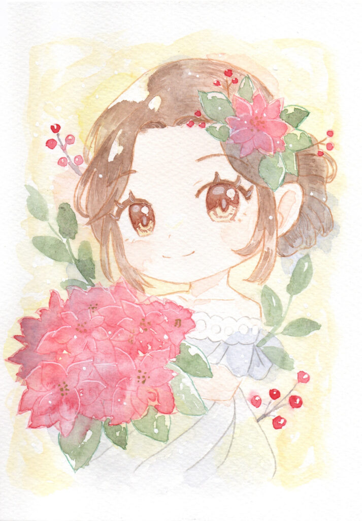 一次創作、ちびキャラ、ミニキャラ、透明水彩、イラスト