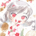 一次創作、ちびキャラ、ミニキャラ、透明水彩、イラスト